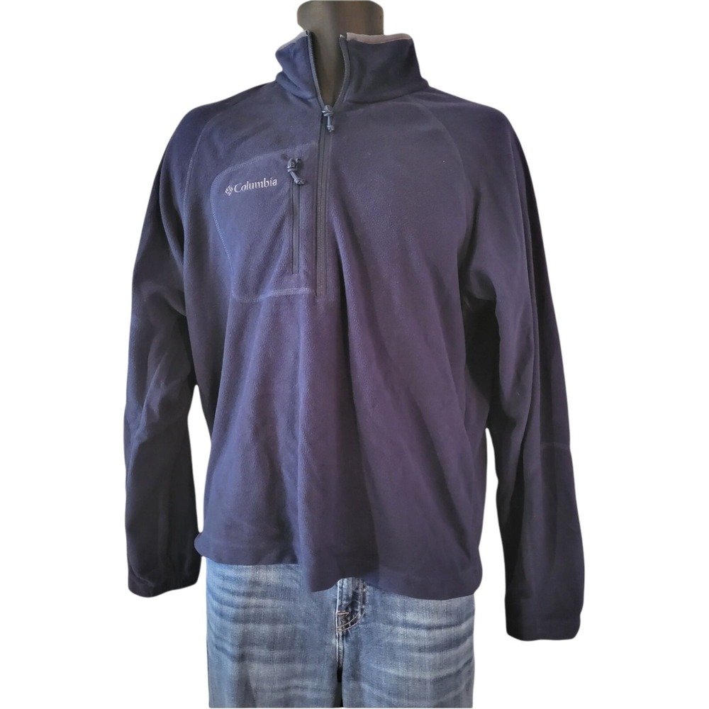 Columbia Mens Sz M Navy Blue Half Zip Fleece Pullover Sweater‎ Winter Outdoor